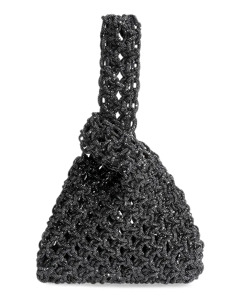 HIBOURAMA Niky crystal-embellished woven clutch bag - Grau Grau