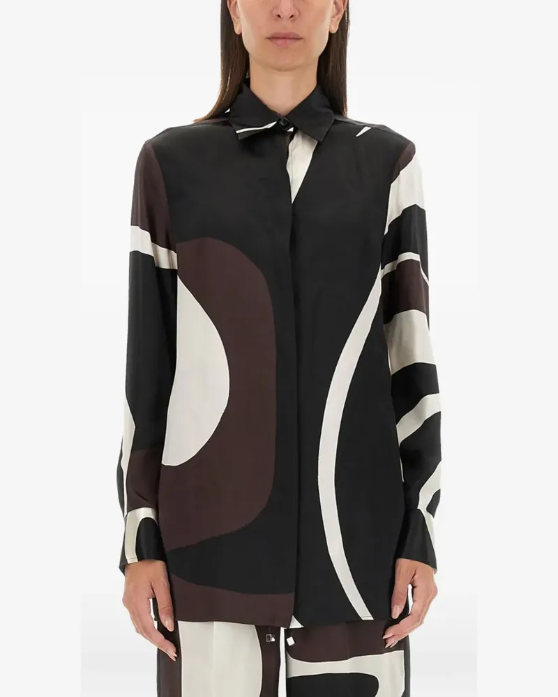 Kiton geometric-print shirt - Schwarz Schwarz