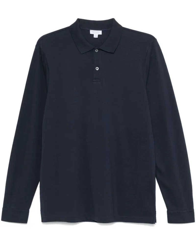 Sunspel Poloshirt aus Pikee - Blau Blau