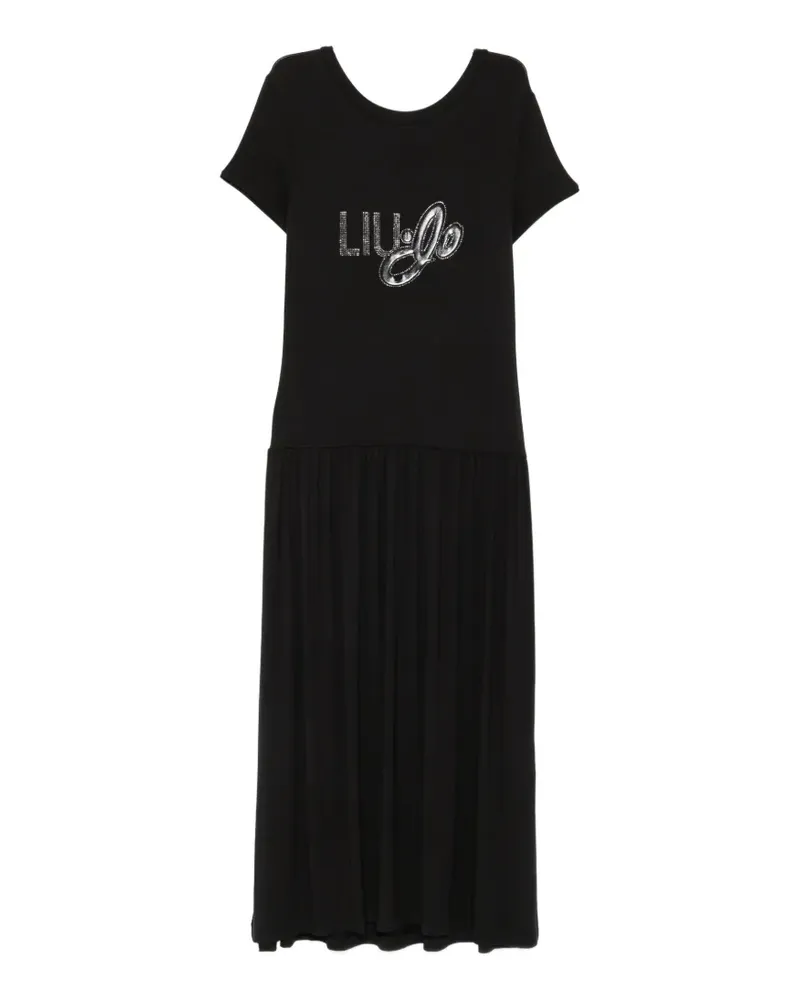 Liu Jo logo-embellished V-neck dress - Schwarz Schwarz