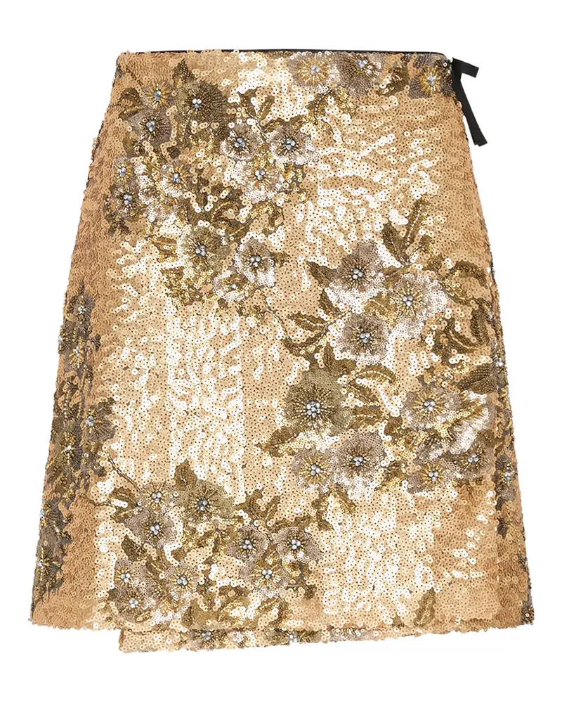 Maliparmi Geblümtes Abendkleid mit Pailletten - Nude Nude