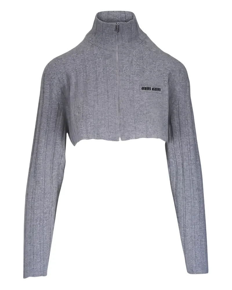 Miu Miu Gerippter Cardigan mit Reißverschluss - Grau Grau
