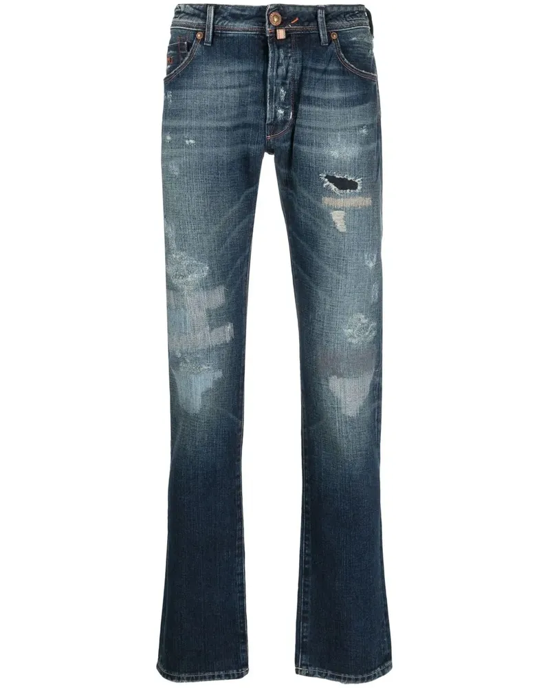 Jacob Cohën Tapered-Jeans im Distressed-Look - Blau Blau