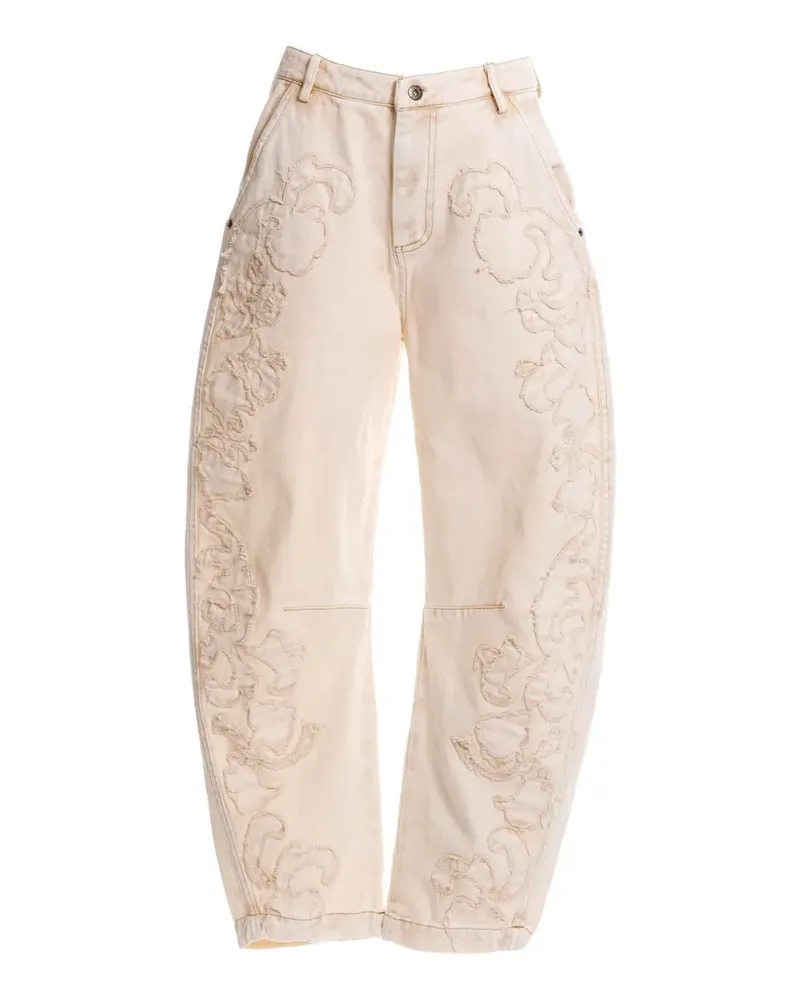 AGUA BENDITA Fallon Hose mit Blumen-Stickerei - Nude Nude