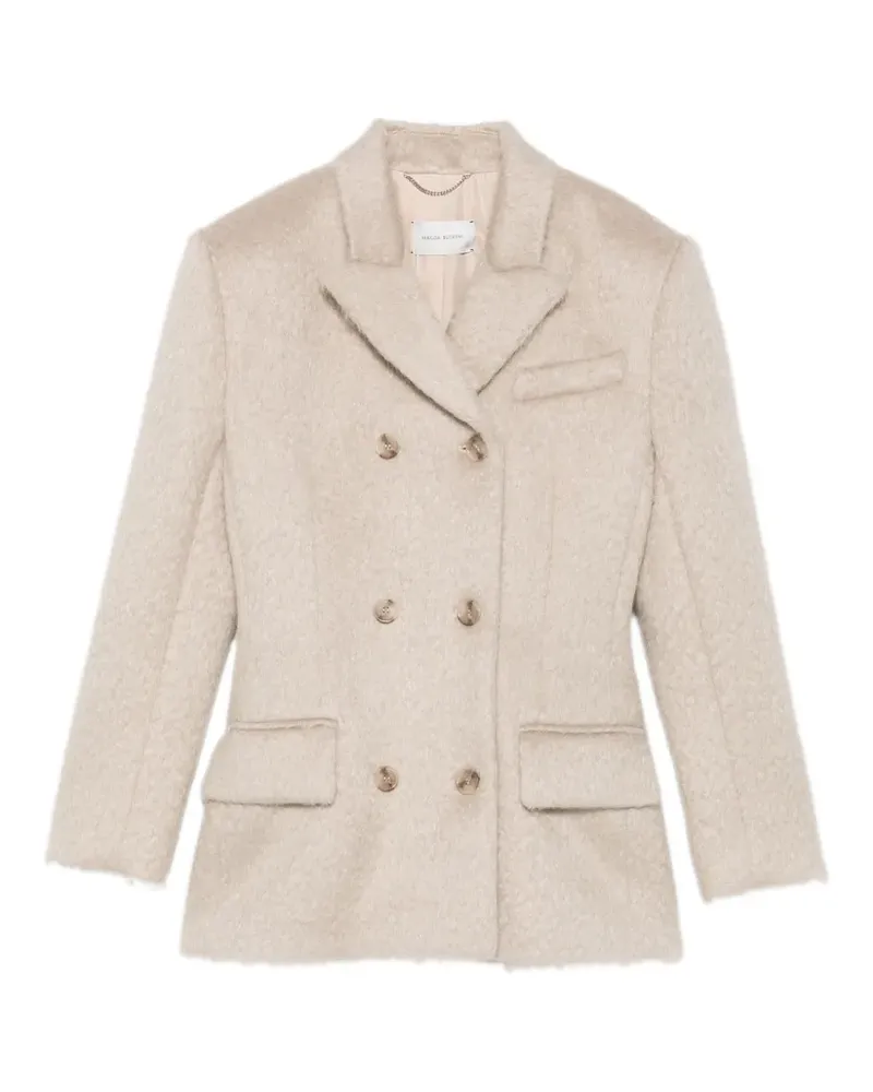 Magda Butrym double-breasted padded-shoulder jacket - Nude Nude