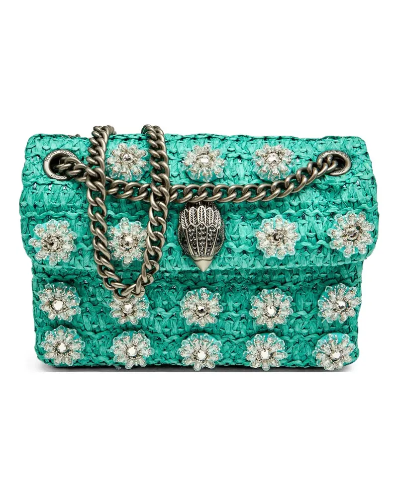 Kurt Geiger Kensington flower-embellishment raffia handbag - Grün Grün