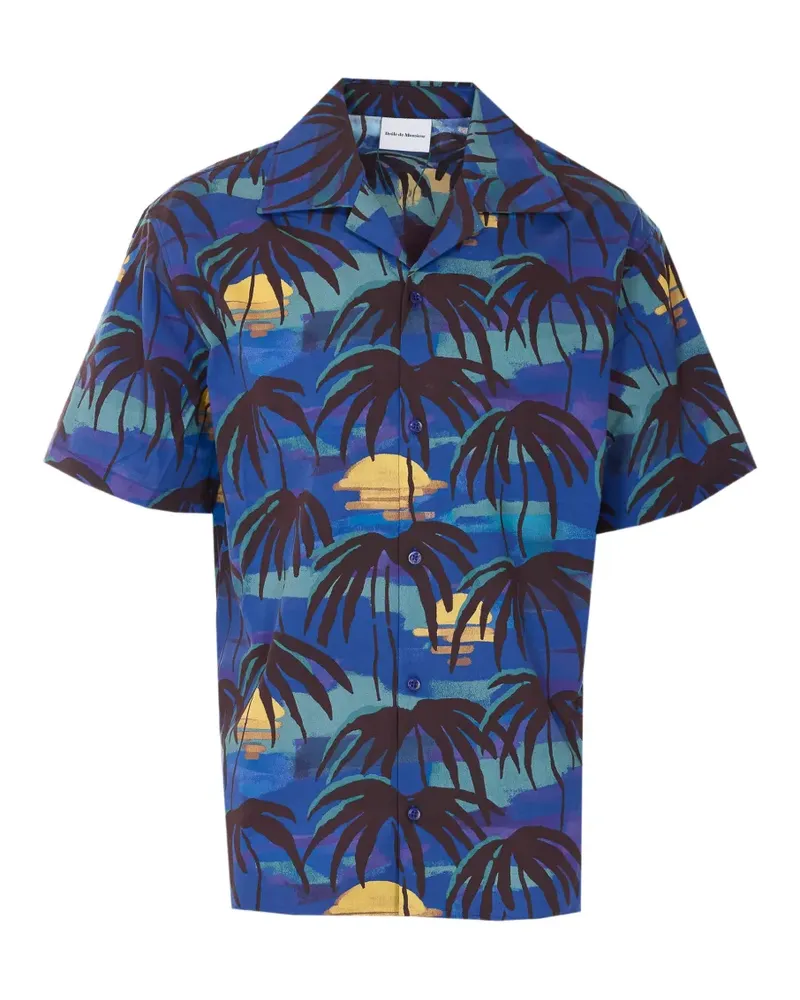 Drôle de Monsieur palm-tree short-sleeve shirt - Blau Blau