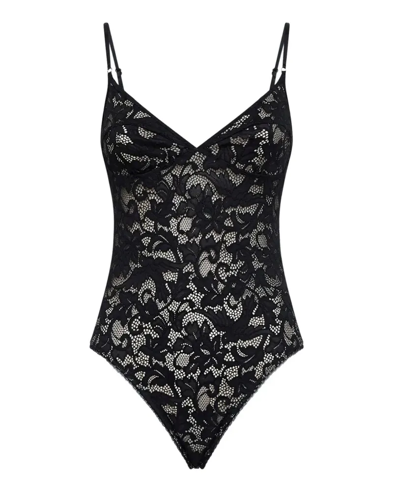 Zimmermann lace-embroidered V-neck bodysuit - Schwarz Schwarz