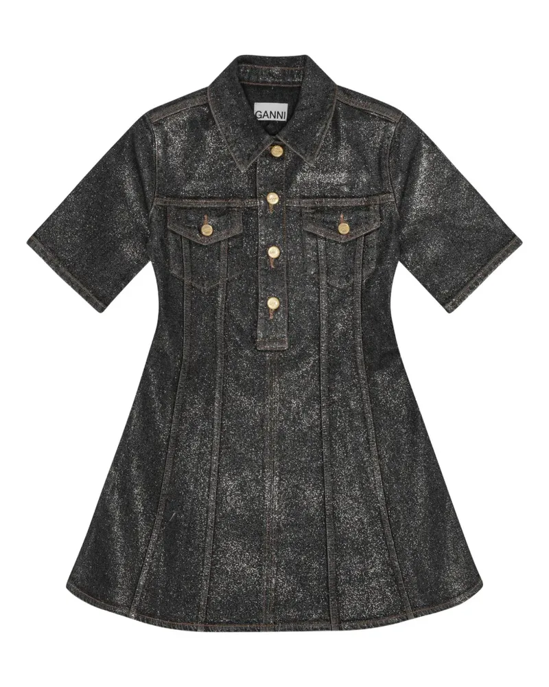 Ganni Klassisches Jeans-Minikleid - Schwarz Schwarz