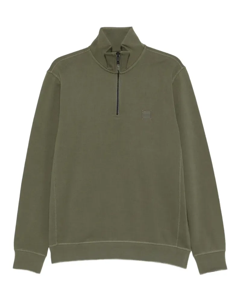 HUGO BOSS Sweatshirtjacke mit Logo-Patch - Grün Grün