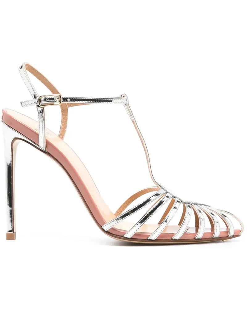 Francesco Russo Sandalen im Metallic-Look - Silber Silber