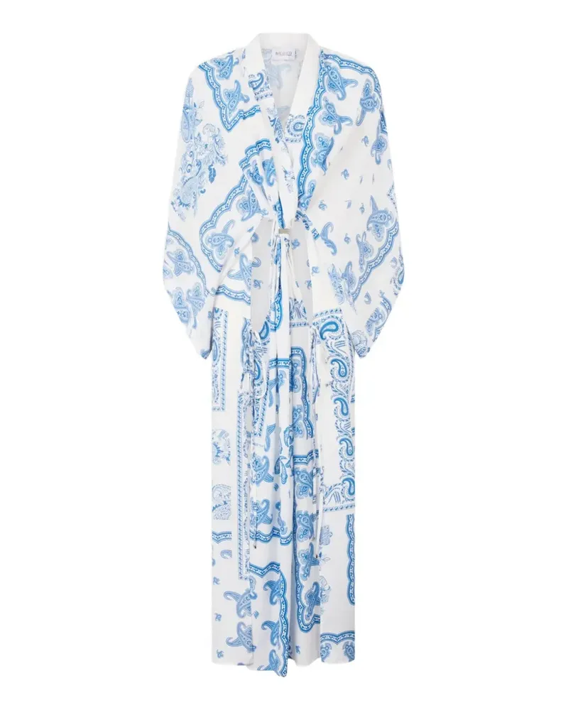 ATTICO Hellblau-weißes Maxikleid Weiß