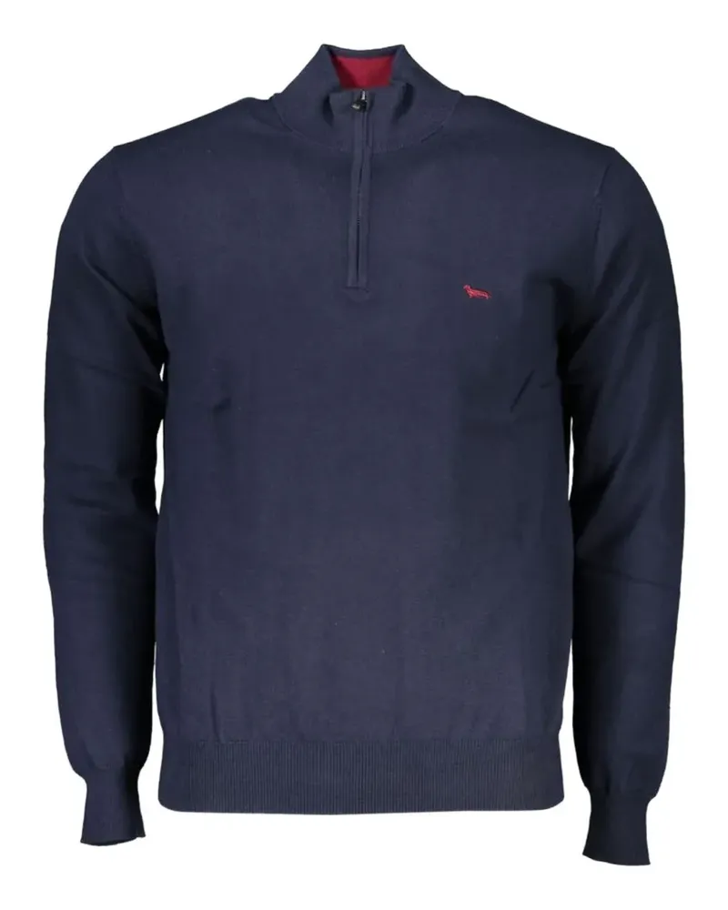 Harmont & Blaine embroidered half-zip cotton sweater - Blau Blau