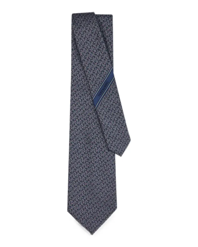 Ferragamo Seidenkrawatte mit Gancini-Muster - Grau Grau