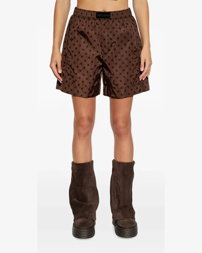 Ganni Shorts mit Polka Dots - Braun Braun