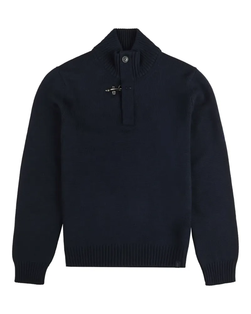 Fay Pullover mit Ellenbogen-Patches - Blau Blau