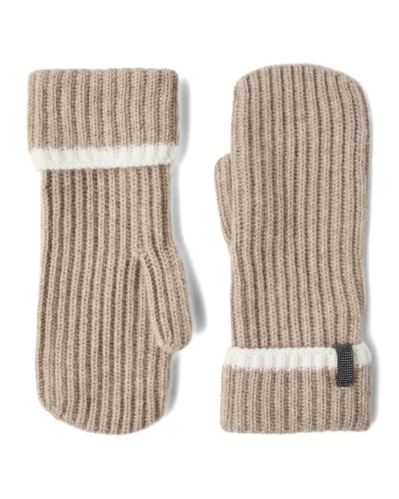 Brunello Cucinelli Handschuhe aus geripptem Strick - Braun Braun