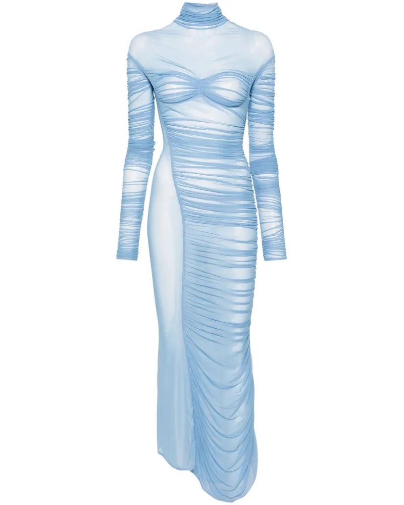 Thierry Mugler Gerafftes Midikleid - Blau Blau