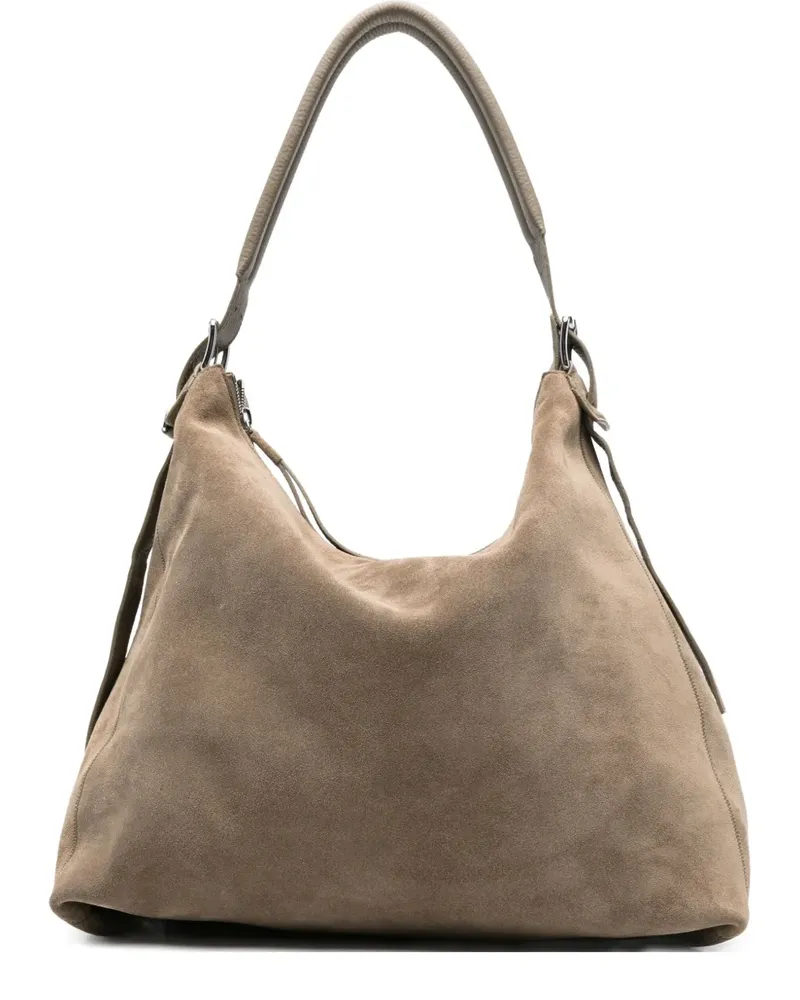 Christophe Lemaire Wildleder-Schultertasche mit Gürtel - Grau Grau