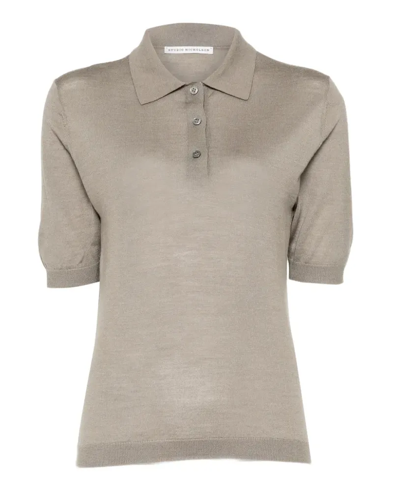 Studio Nicholson Fein gestricktes Poloshirt - Braun Braun