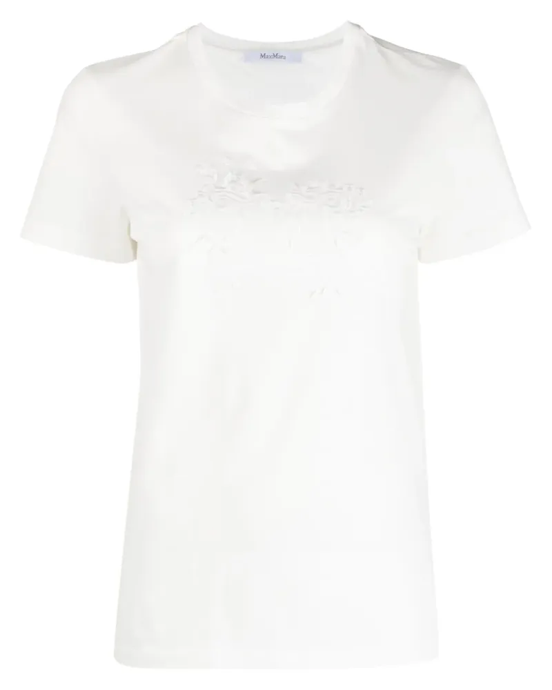 Max Mara T-Shirt mit aufgesticktem Monogramm - Weiß Weiß