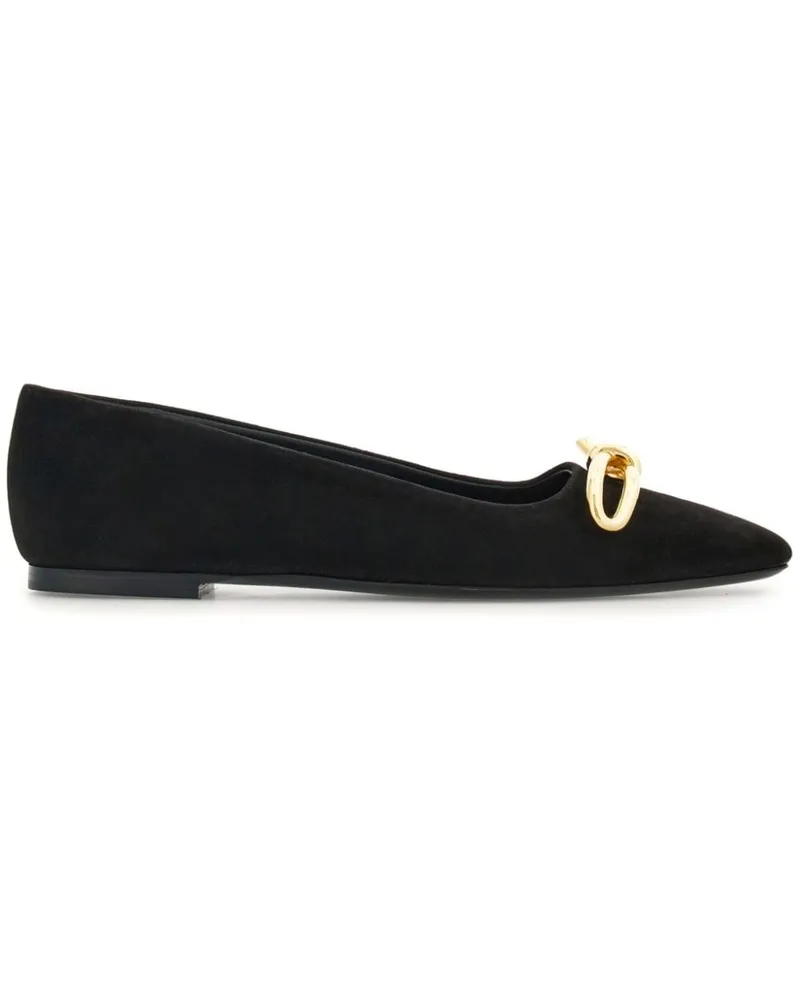 Ferragamo Ballerinas mit Schleife Schwarz