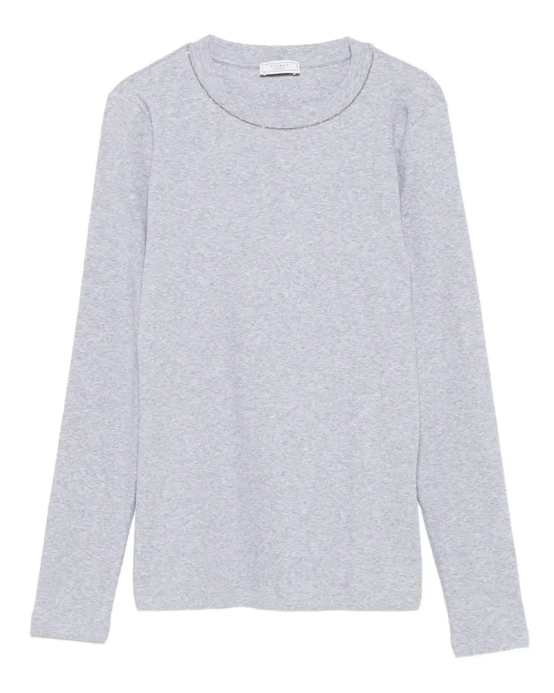 Peserico Langarmshirt mit verziertem Kragen - Grau Grau