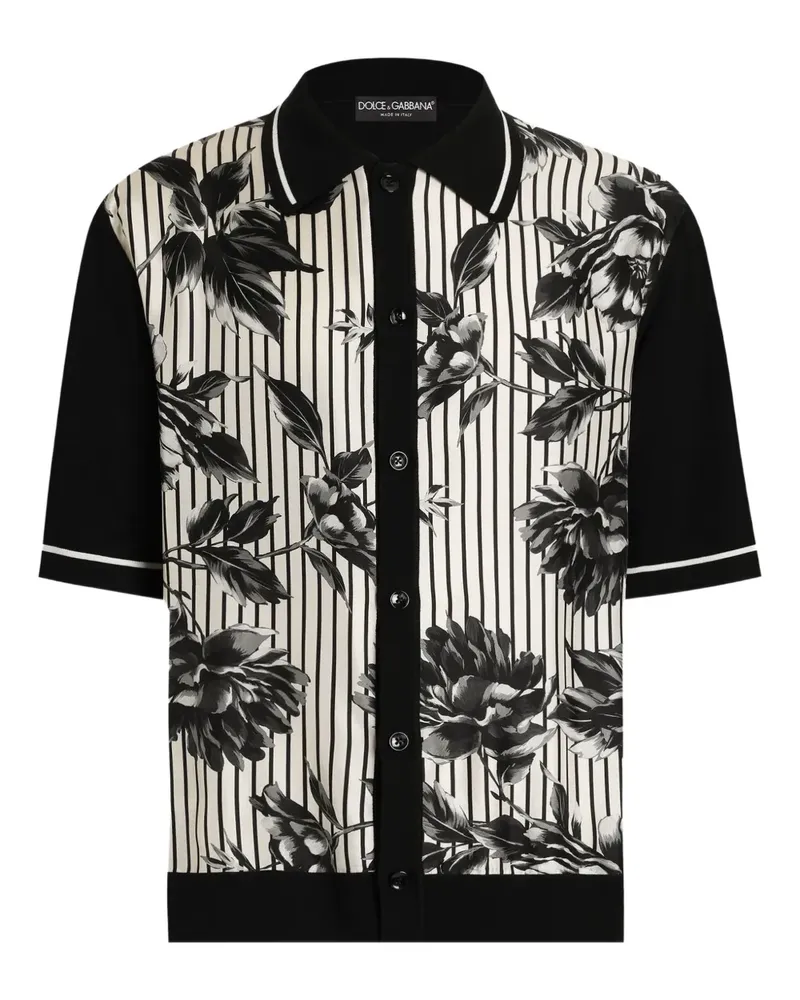 Dolce & Gabbana Gestreiftes Hemd mit Blumen - Nude Nude