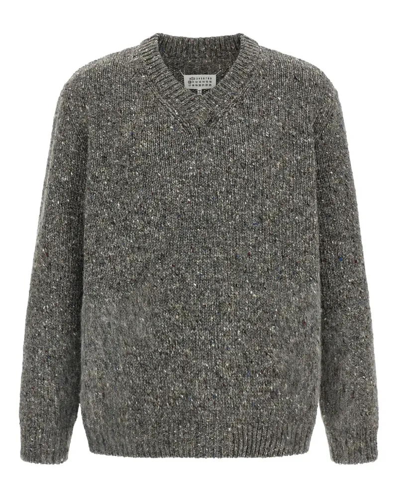 Maison Margiela V-Ausschnitt-Pullover mit überschnittenen Schultern - Grau Grau