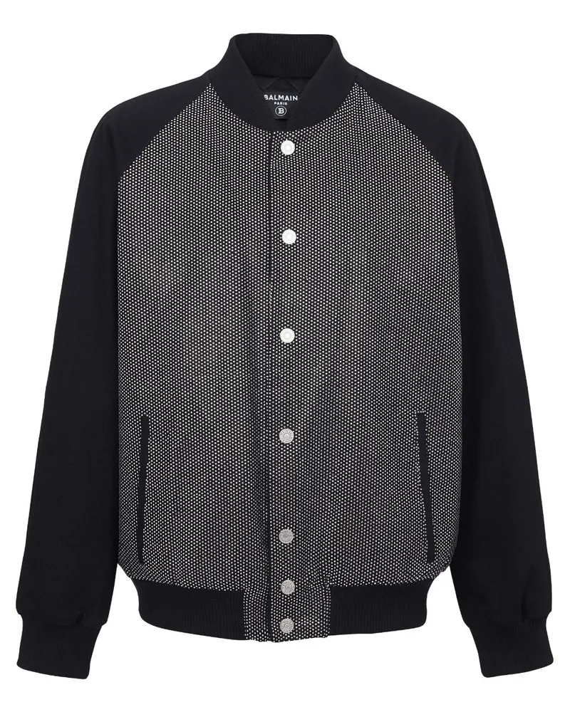 Balmain Bomberjacke mit Strass - Schwarz Schwarz