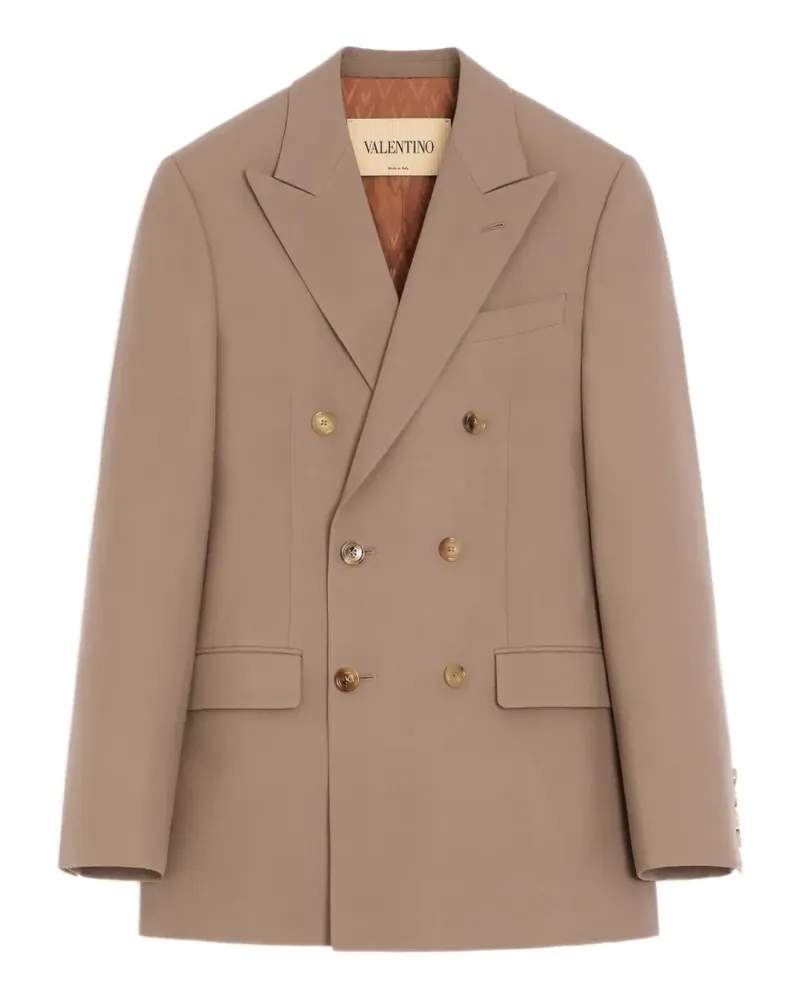 Valentino Garavani Zweireihige Jacke aus Natté-Wolle - Nude Nude