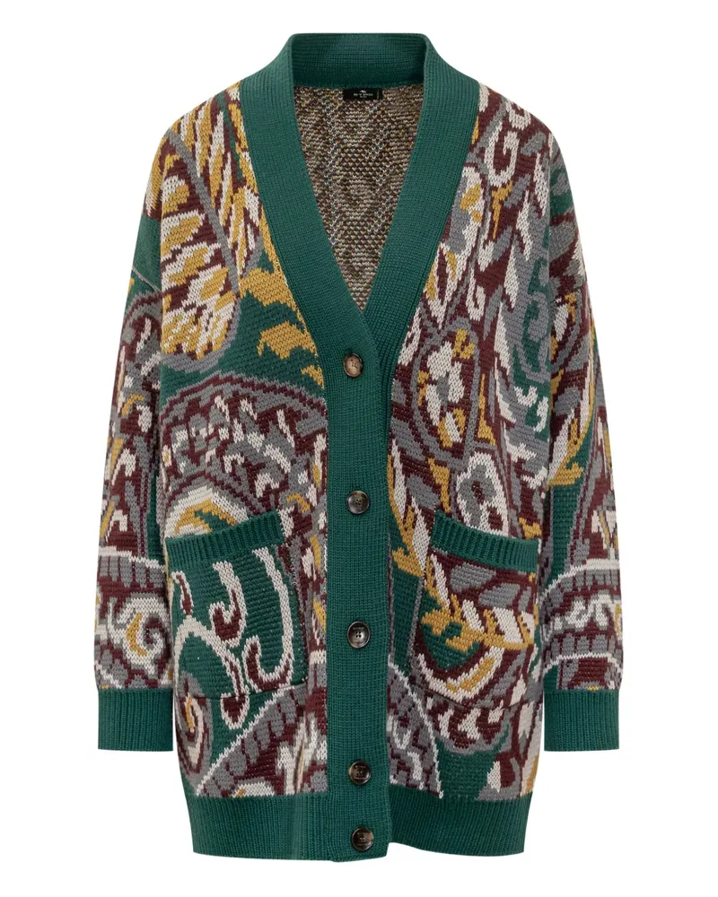 Etro Cardigan mit Paisley-Tasche - Grün Grün