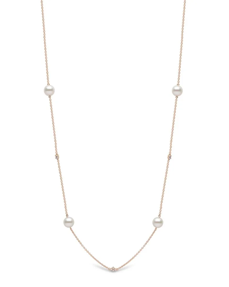 YOKO London 18kt Weißgoldhalskette mit Perlen - Rosa Rosa
