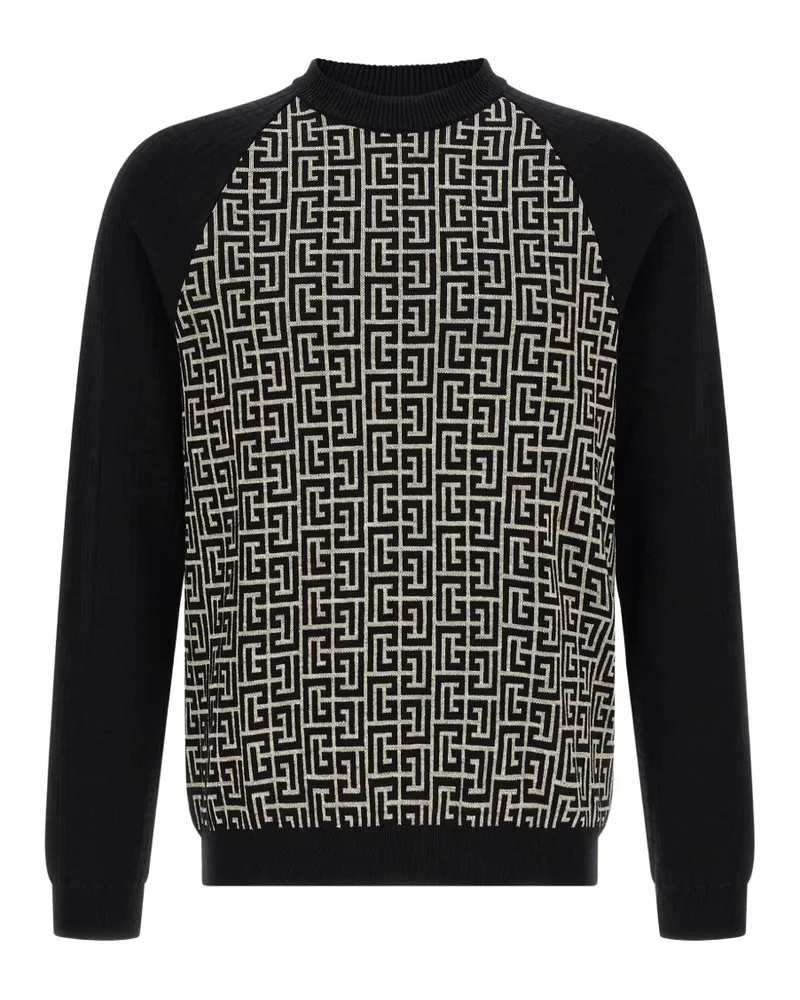 Balmain PB Jacquard-Pullover mit Monogramm - Schwarz Schwarz