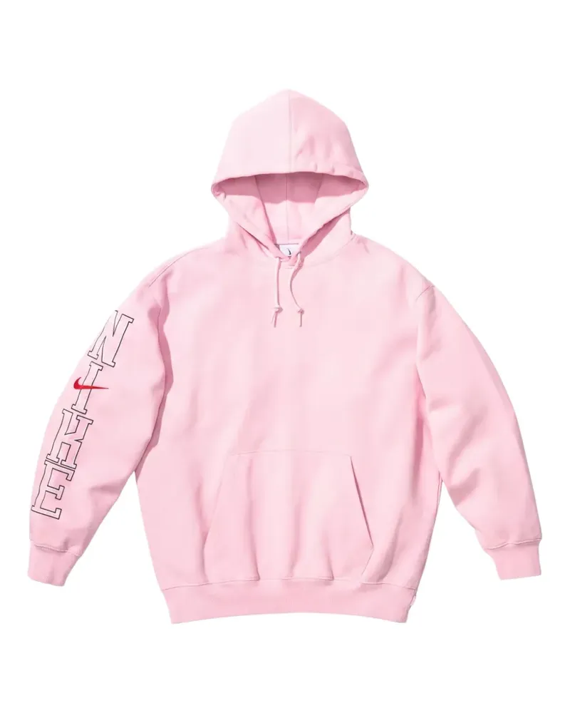 Supreme Being logo-embroidered fleece hoodie - Rosa Rosa