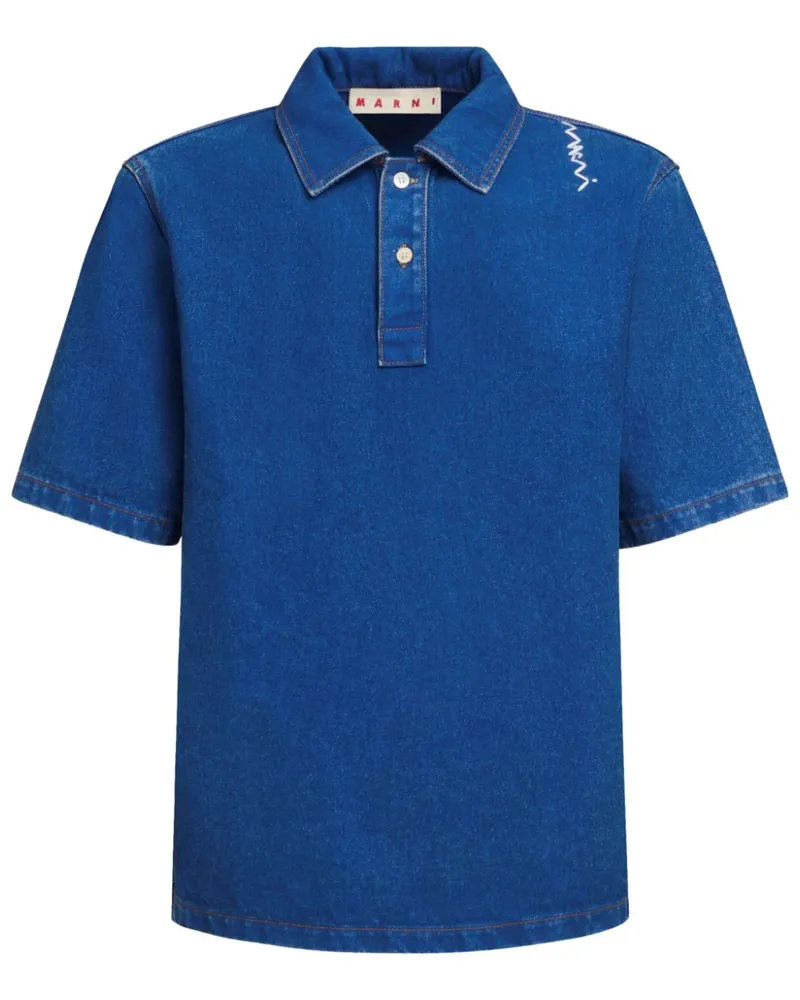 Marni Besticktes Jeans-Poloshirt - Blau Blau