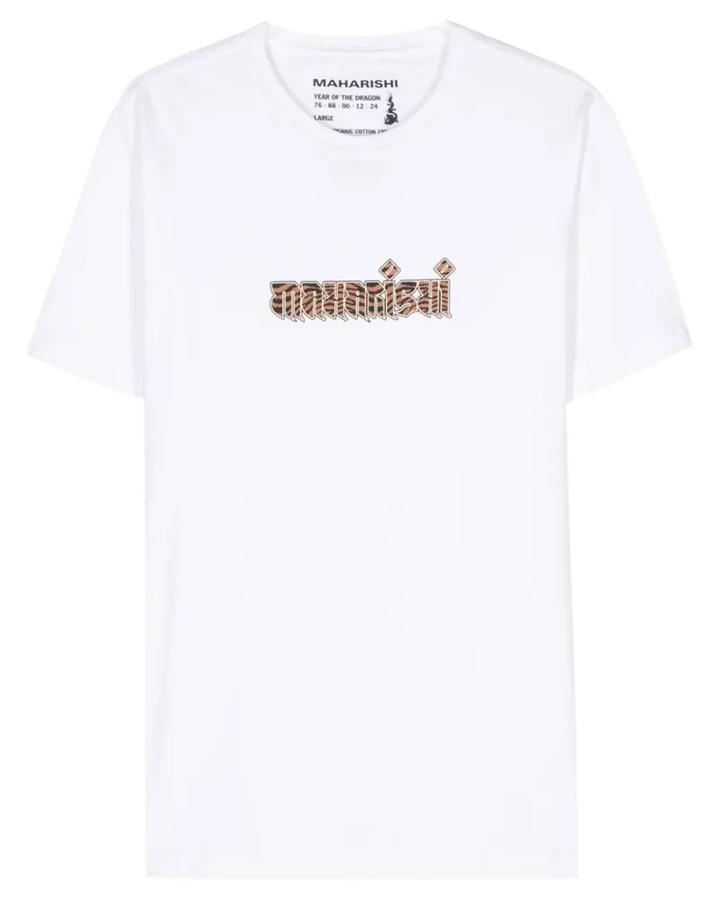 maharishi Tiger Fur Calligraphy T-Shirt Weiß