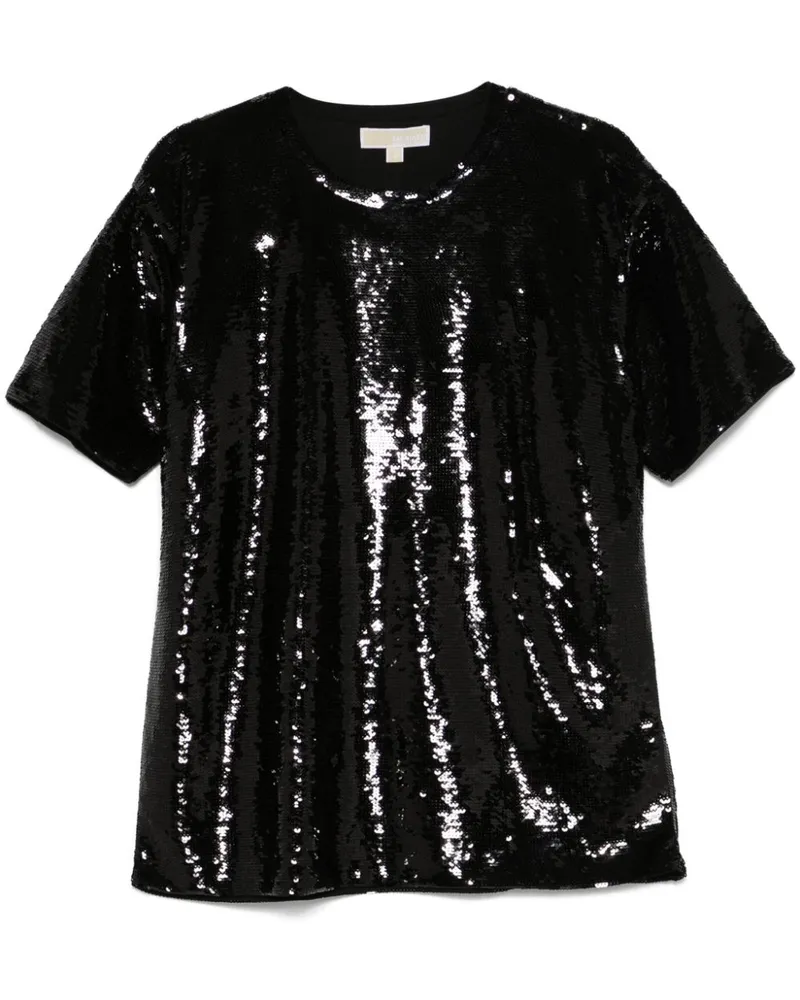 Michael Kors Jersey-T-Shirt mit Pailletten - Schwarz Schwarz