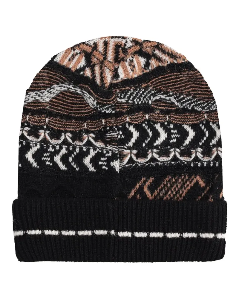 Laneus patterned knitted beanie hat - Schwarz Schwarz