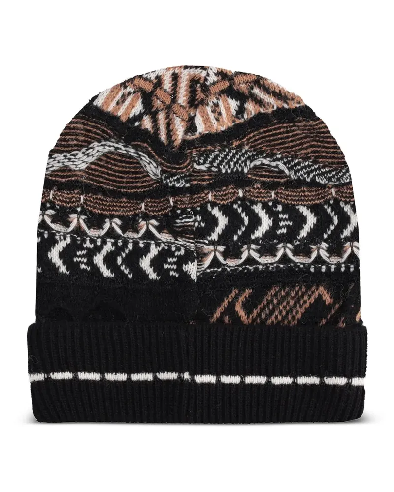 Laneus Gemusterte Strick-Beanie - Schwarz Schwarz