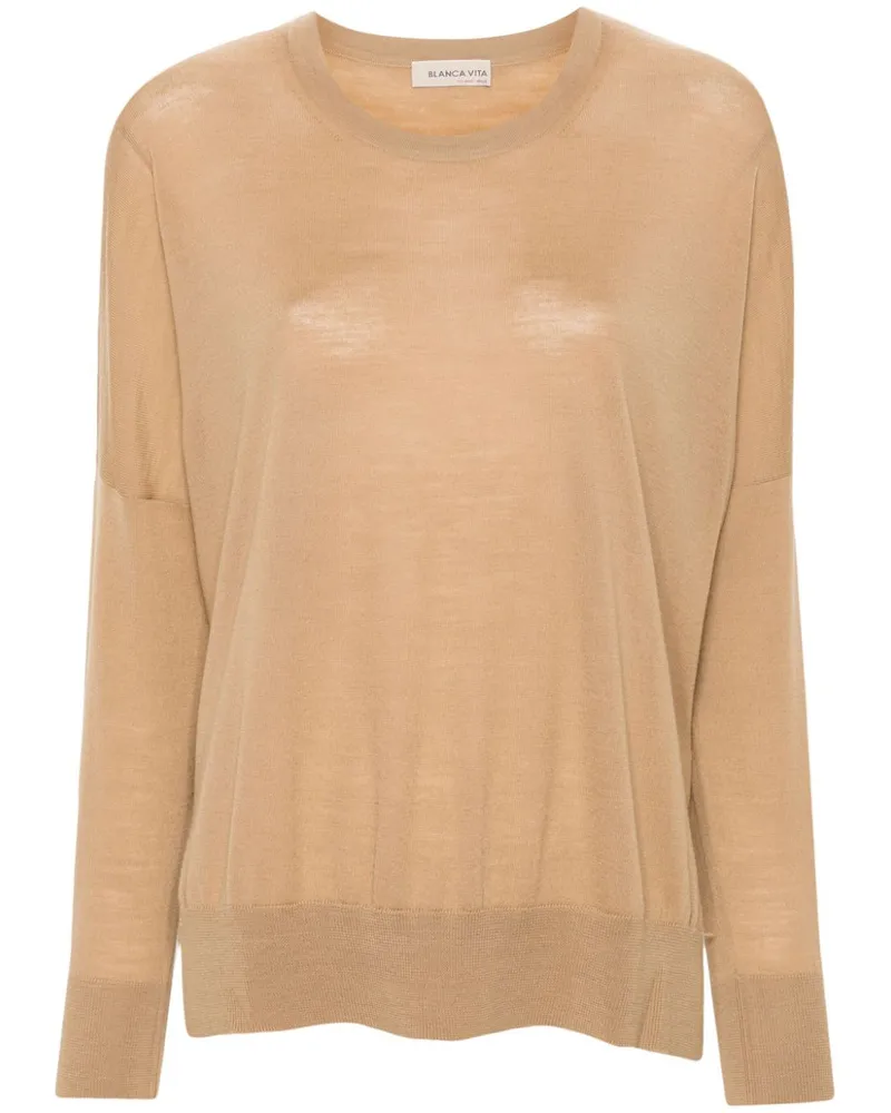 Blanca Fein gestrickter Pullover - Braun Braun