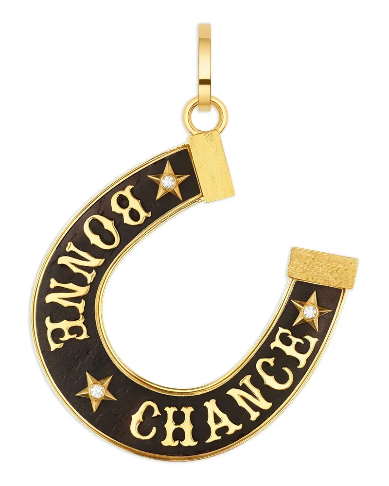 Marie Lichtenberg 18kt Jumbo Bonne Chance Ebenholzanhänger - Gold Gold