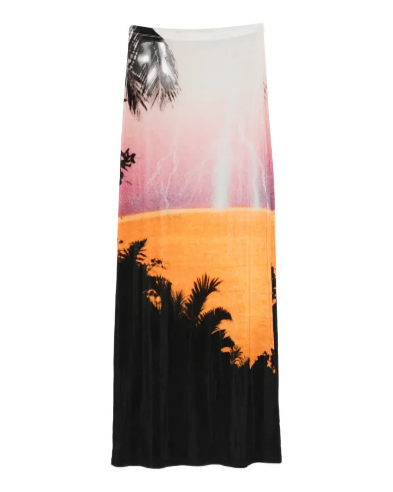 Paco Rabanne Midirock mit Print - Rosa Rosa