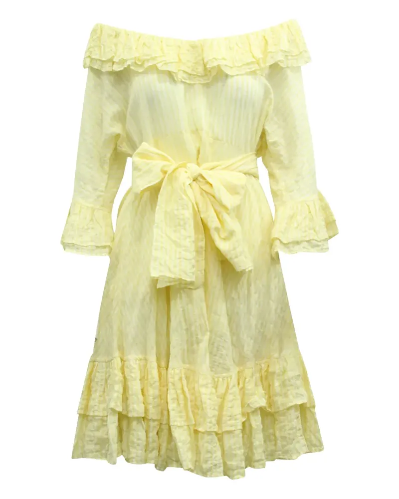 Lisa Marie Fernandez striped ruffle mini dress - Gelb Gelb