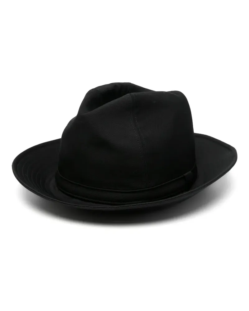 Yohji Yamamoto broad-brim fedora hat - Schwarz Schwarz