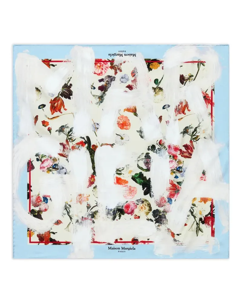 Maison Margiela Einstecktuch aus Seide mit Blumenprint - Weiß Weiß