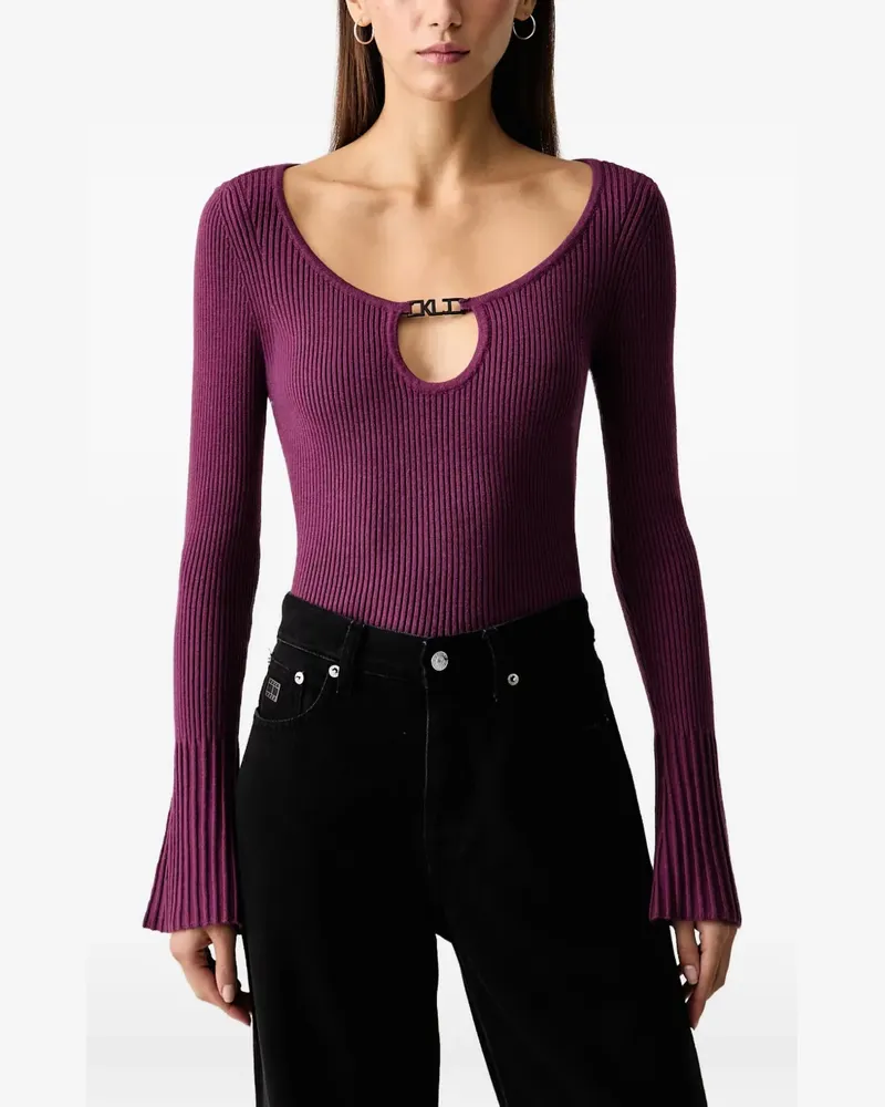 Karl Lagerfeld cut-out ribbed long-sleeve top - Violett Violett