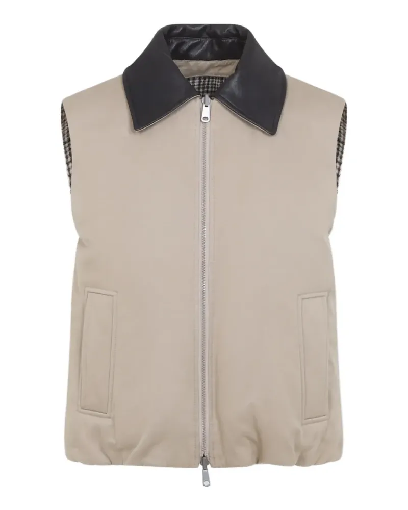 Brunello Cucinelli reversible check-pattern gilet - Nude Nude