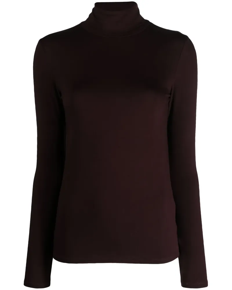Majestic Fein gestrickter Pullover mit Stehkragen - Braun Braun