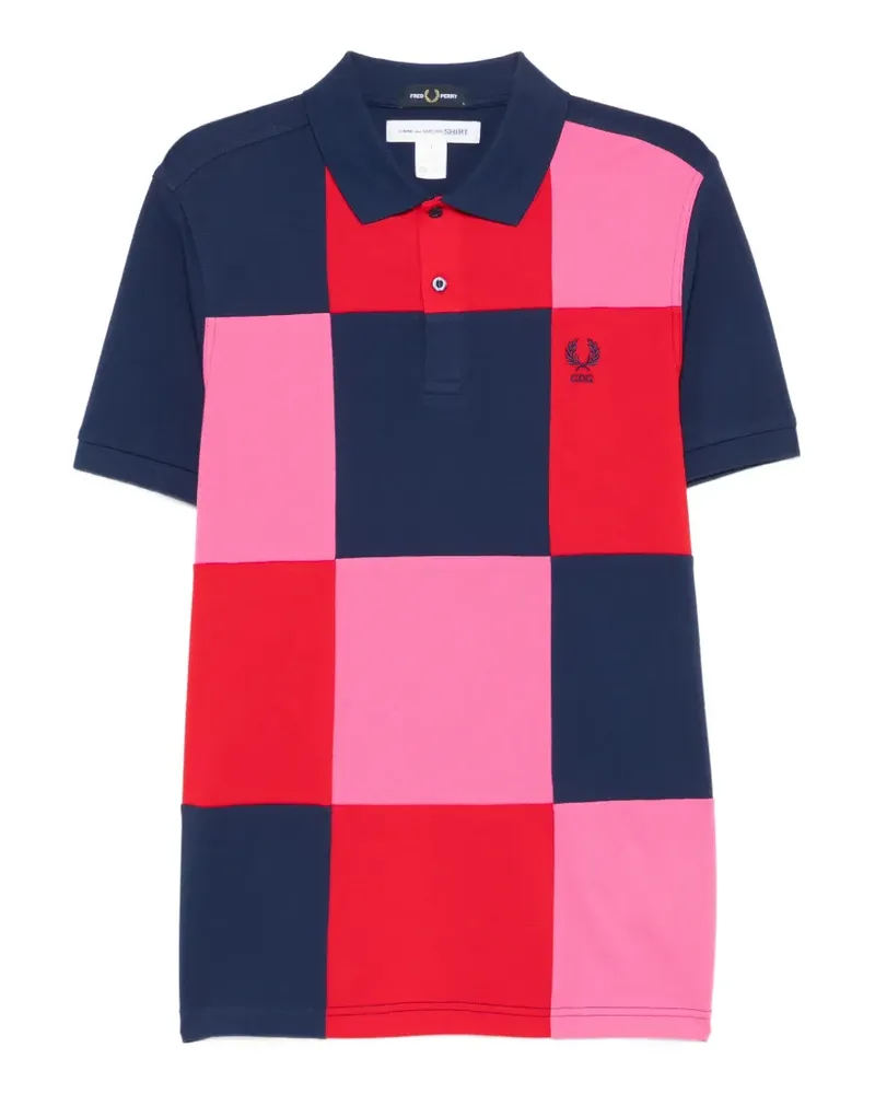 Comme des Garçons x Fred Perry Poloshirt im Patchwork-Look - Blau Blau